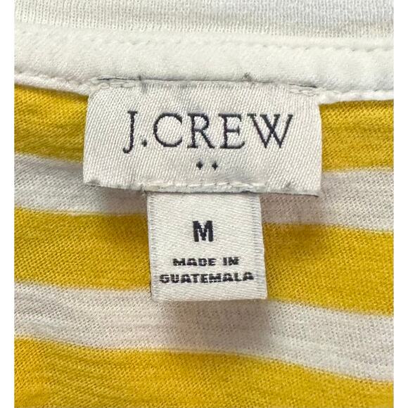 2/$15 J. Crew Striped Cotton Crewneck Tee Yellow White Short Sleeve BR265 Size M - Picture 7 of 10